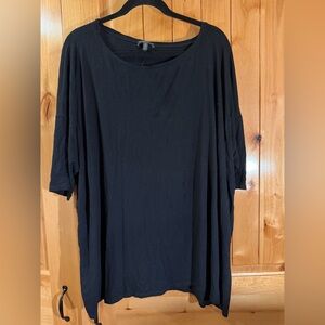 Eileen Fisher | Basic Black Oversized Tee | 2x